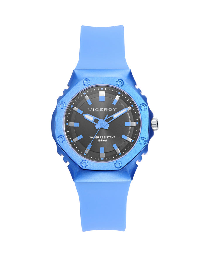 viceroy Reloj de mujer con caja de aluminio y correa de silicona azul