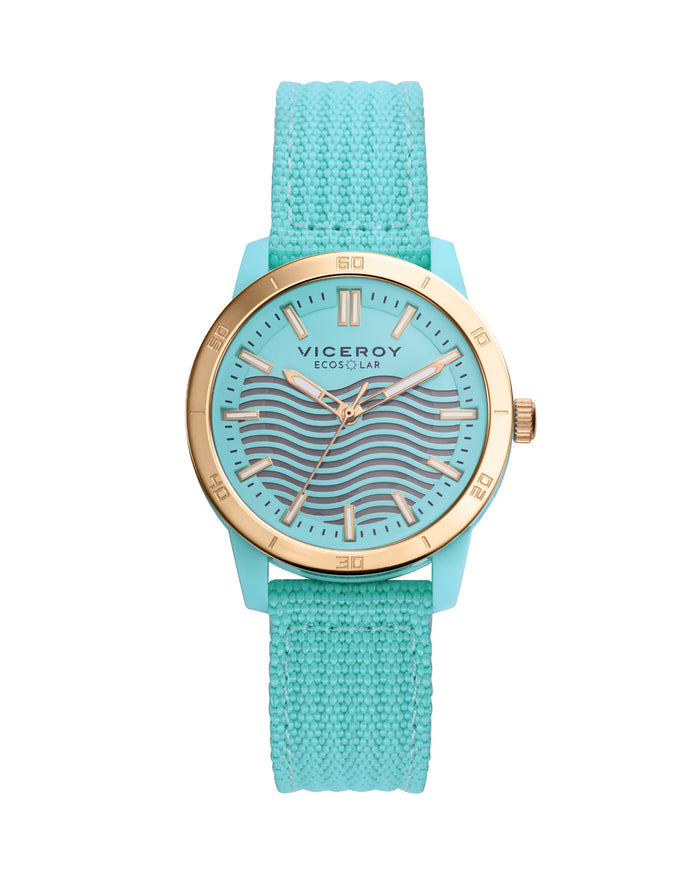 viceroy Reloj de mujer Ecosolar con caja de plástico reciclado y correa verde de nylon
