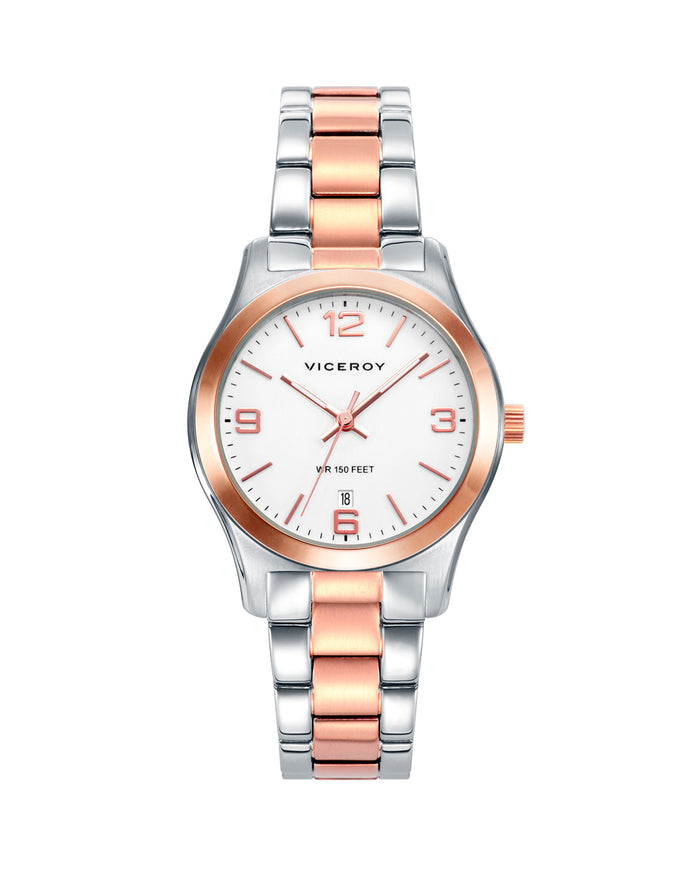viceroy Reloj de mujer Grand 3 agujas de acero con IP rosa