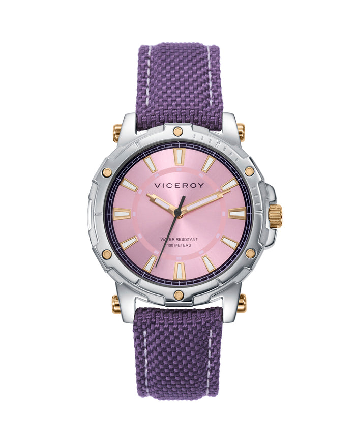 viceroy Reloj de mujer Heat con caja de acero y correa de Nylon morado