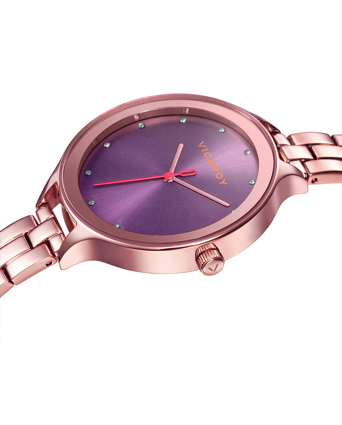 Viceroy Reloj De Mujer Kiss 3 Agujas De Acero Con Esfera Morada