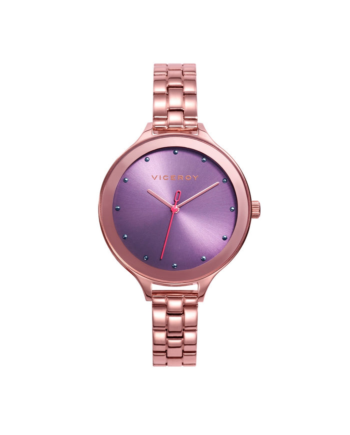 Viceroy Reloj De Mujer Kiss 3 Agujas De Acero Con Esfera Morada