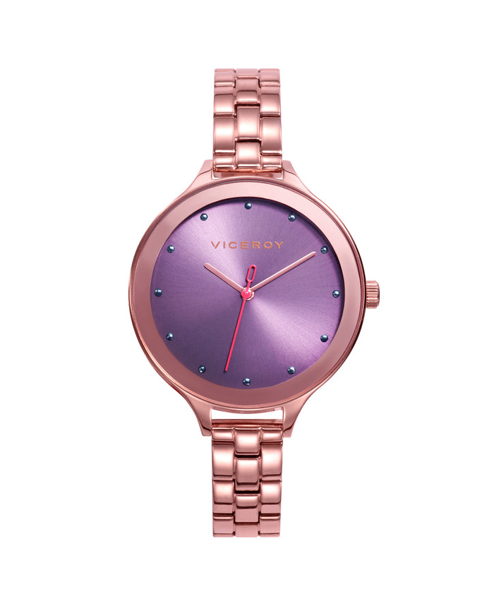 viceroy Reloj de mujer Kiss 3 agujas de acero con esfera morada