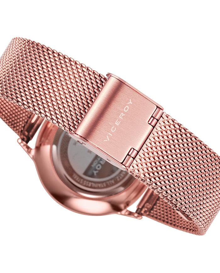 Viceroy Reloj De Mujer Kiss 3 Agujas De Acero IP Rosa Y Malla Milanesa