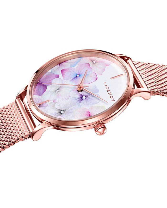 Viceroy Reloj De Mujer Kiss 3 Agujas De Acero IP Rosa Y Malla Milanesa