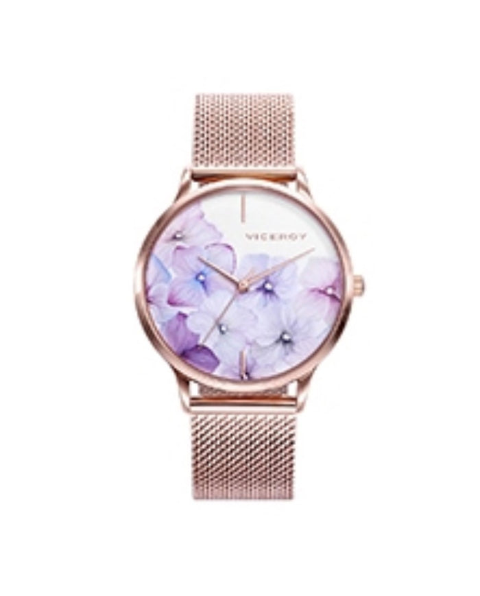 viceroy Reloj de mujer Kiss 3 agujas de acero IP rosa y malla milanesa