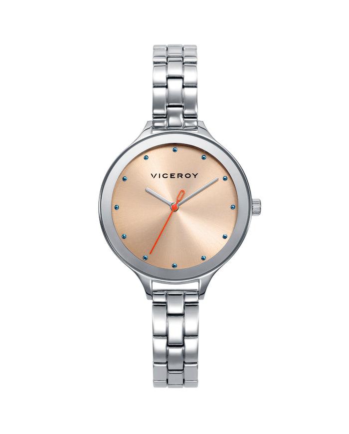 viceroy Reloj de mujer Kiss 3 agujas de acero y esfera rosa