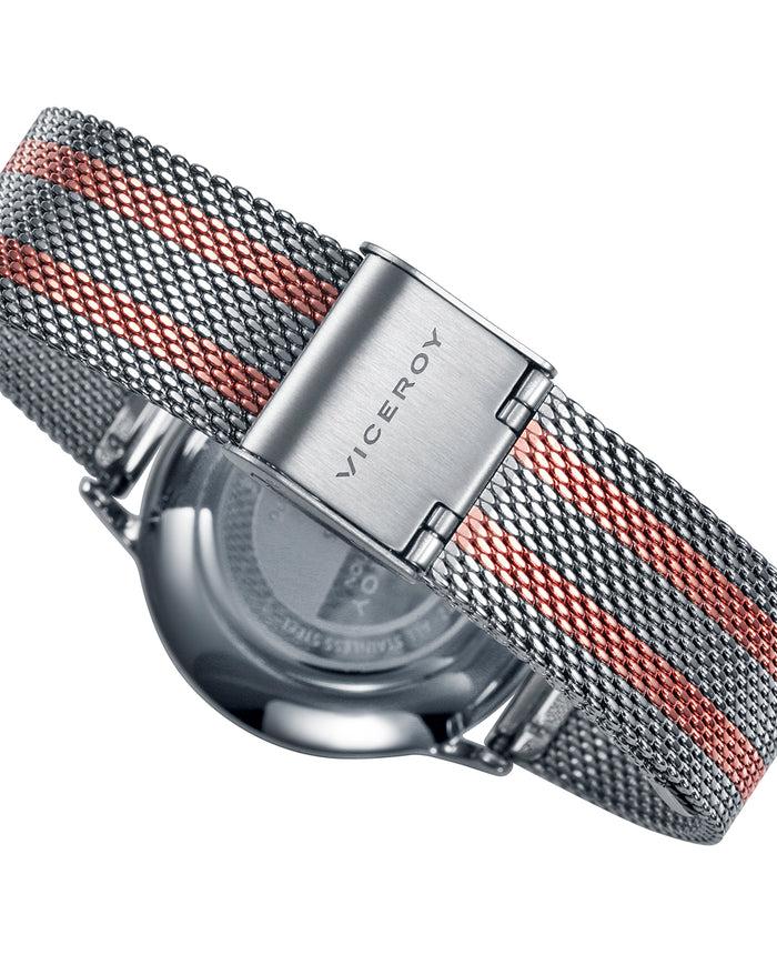 Viceroy Reloj De Mujer Kiss De Acero 3 Agujas Y Malla Milanesa