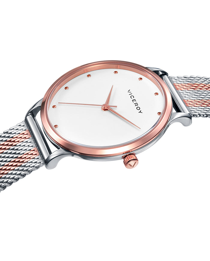 Viceroy Reloj De Mujer Kiss De Acero 3 Agujas Y Malla Milanesa