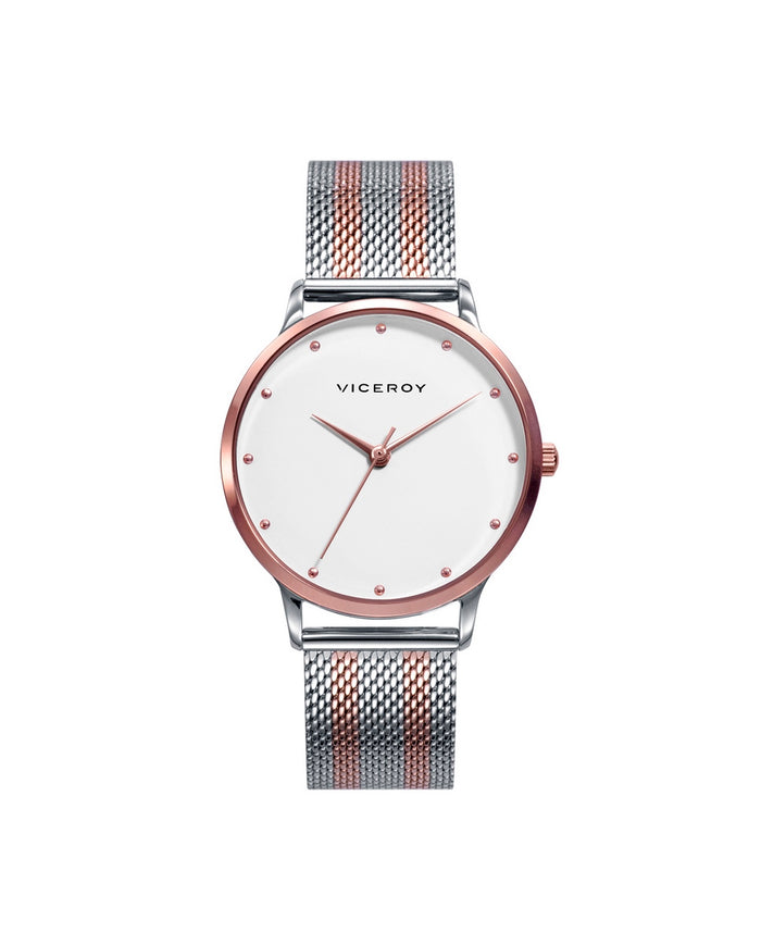 Viceroy Reloj De Mujer Kiss De Acero 3 Agujas Y Malla Milanesa