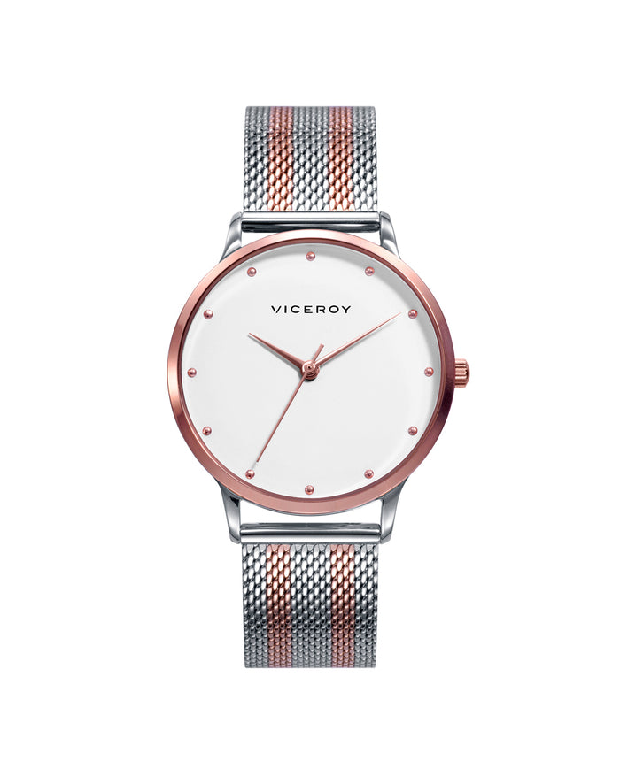 viceroy Reloj de mujer Kiss de acero 3 agujas y malla milanesa
