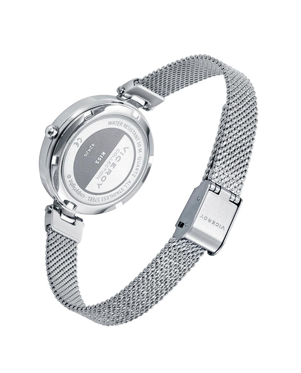 Viceroy Reloj De Mujer Kiss De Acero Con Esfera Celeste Y Malla Con Textura