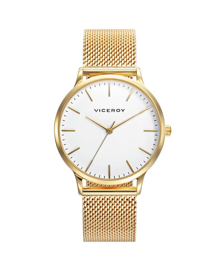 viceroy Reloj de mujer Kiss de acero IP dorado y malla milanesa