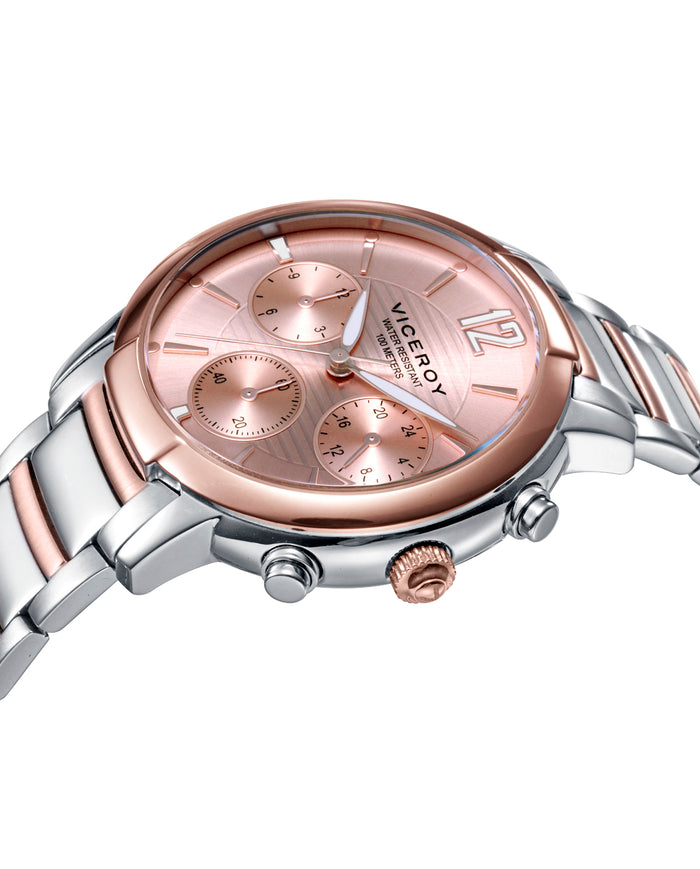 Viceroy Reloj De Mujer Multifunción De Acero Con Terminación Bicolor En IP Rosa