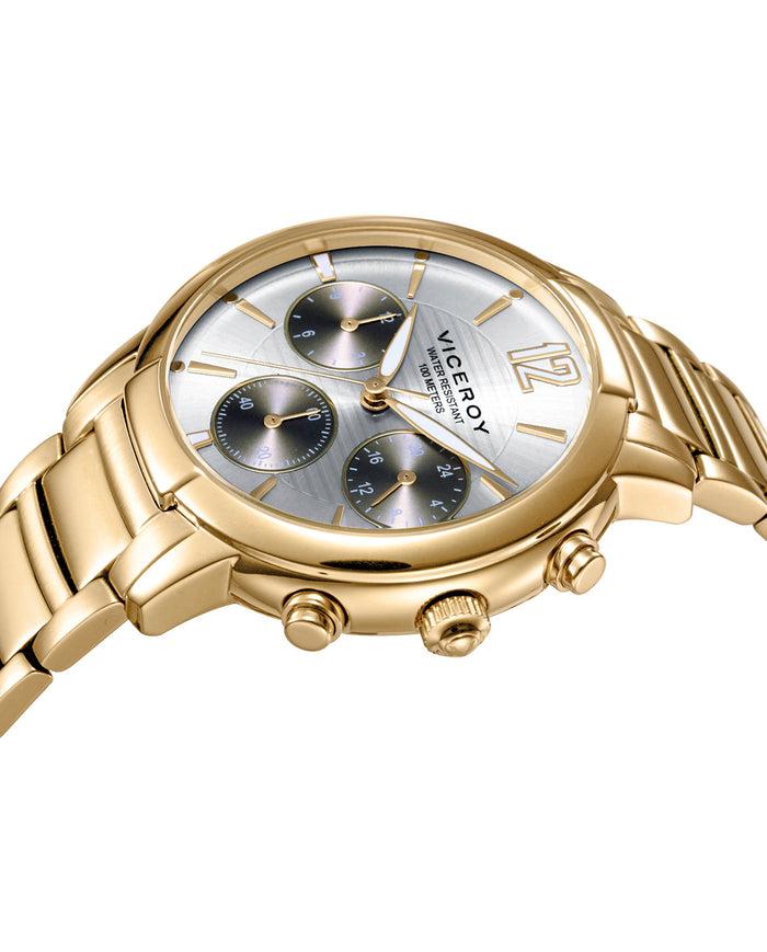 Viceroy Reloj De Mujer Multifunción De Acero Con Terminación En Ip Dorado