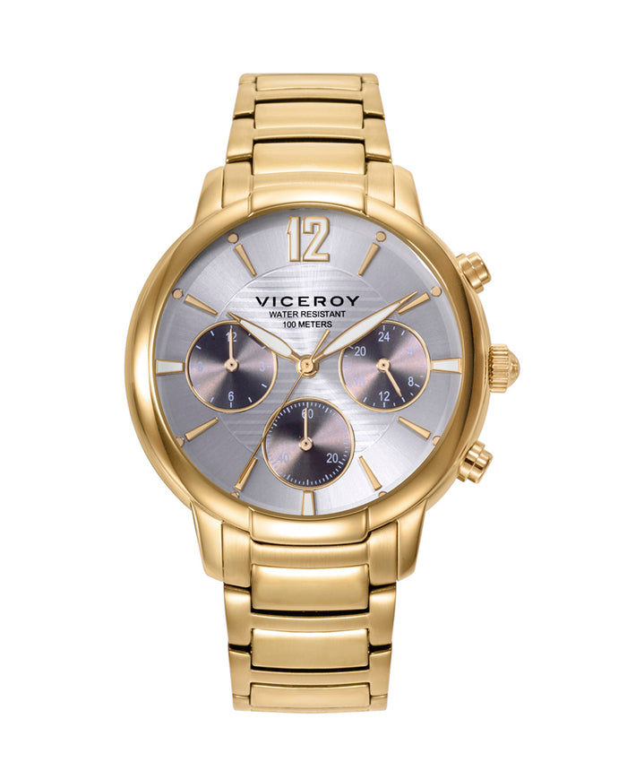 viceroy Reloj de Mujer multifunción de acero con terminación en Ip dorado