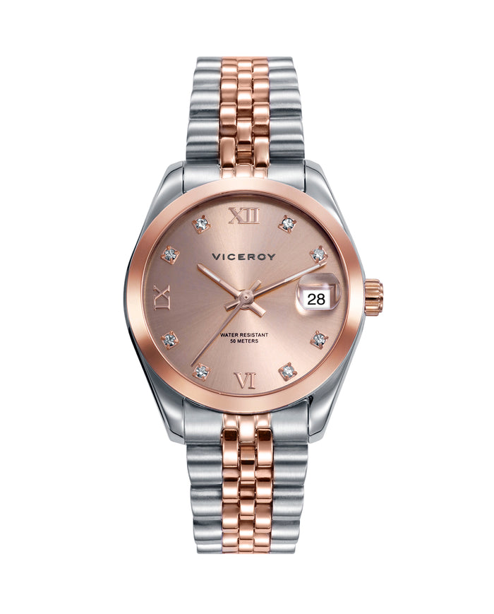 viceroy Reloj de mujer Viceroy Chic de acero con calendario y correa en Ip rosa