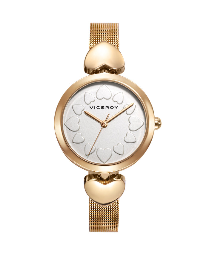 viceroy Reloj de mujer Viceroy Kiss de acero con malla milanesa en ip dorado