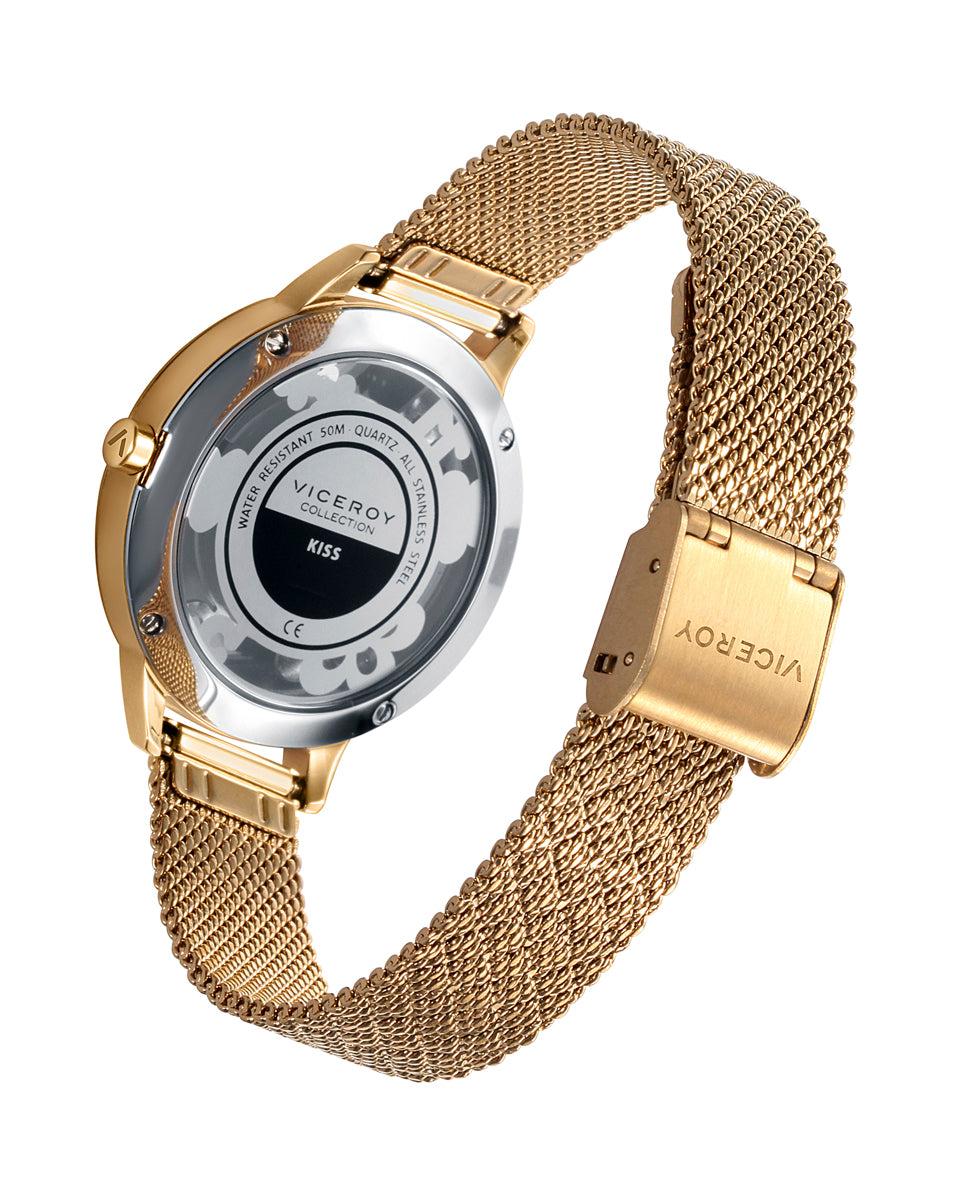 Viceroy Reloj De Mujer Viceroy Kiss De Acero Con Mallla Milanesa En Ip Dorado
