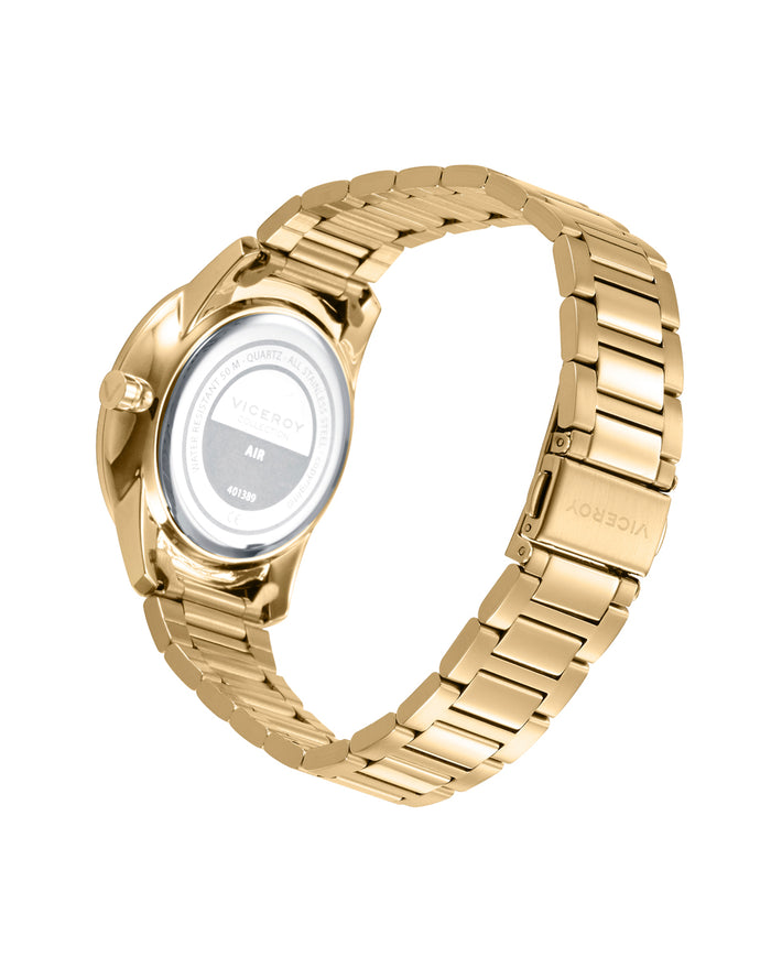 Viceroy Reloj Dorado Para Hombre Con Esfera Negra De Tres Agujas