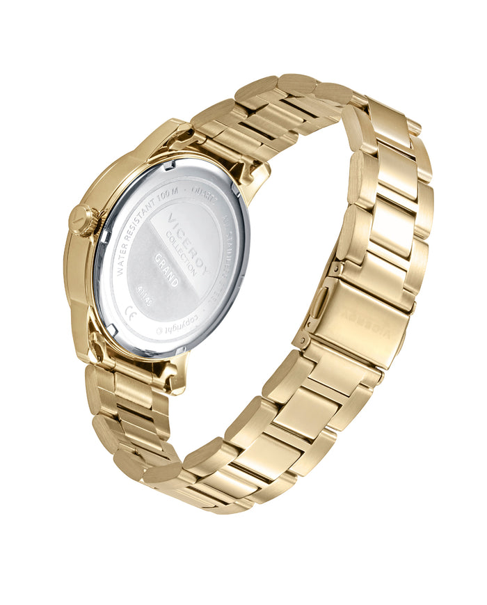 Viceroy Reloj En Acero Dorado Con Esfera Azul Y Agujas Doradas