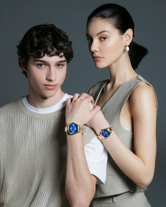 Viceroy Reloj En Acero Dorado Con Esfera Azul Y Agujas Doradas