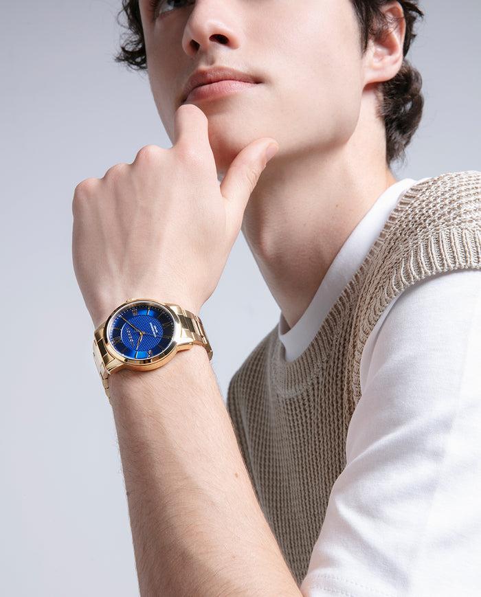 Viceroy Reloj En Acero Dorado Con Esfera Azul Y Agujas Doradas