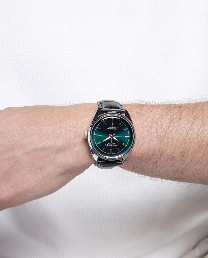 Viceroy Reloj Para Hombre Con Esfera Verde Y Correa De Piel Negra
