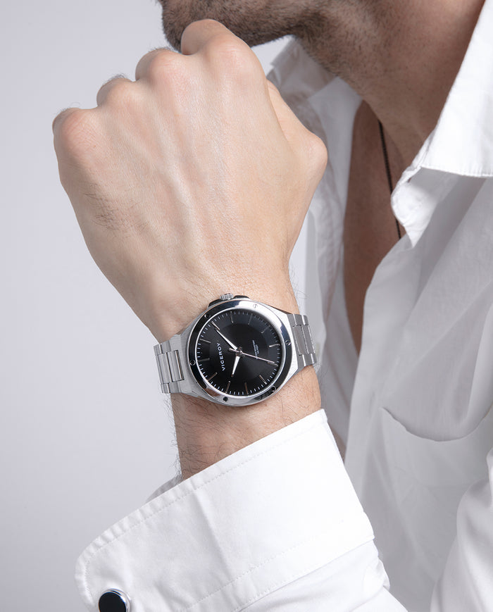 Viceroy Reloj Para Hombre De Acero Con Esfera Negra Y Movimiento De Cuarzo