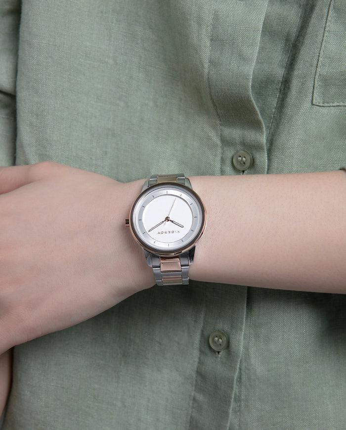 Viceroy Reloj Para Mujer Con Correa Brazalete Bicolor Y Esfera Blanca