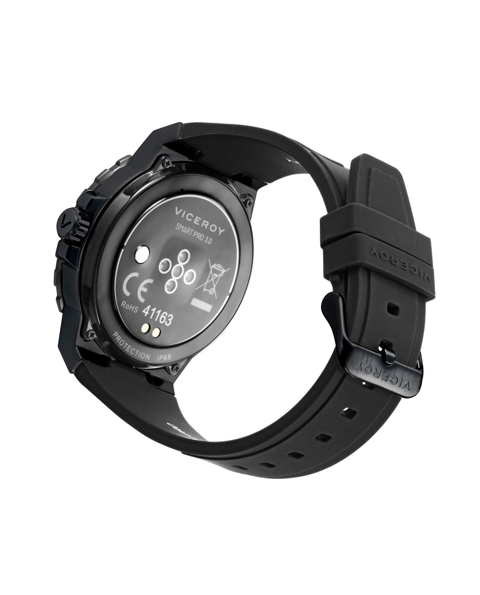 Viceroy Reloj Smart De Acero Con Caja IP Gris Y Correa De Silicona Negra