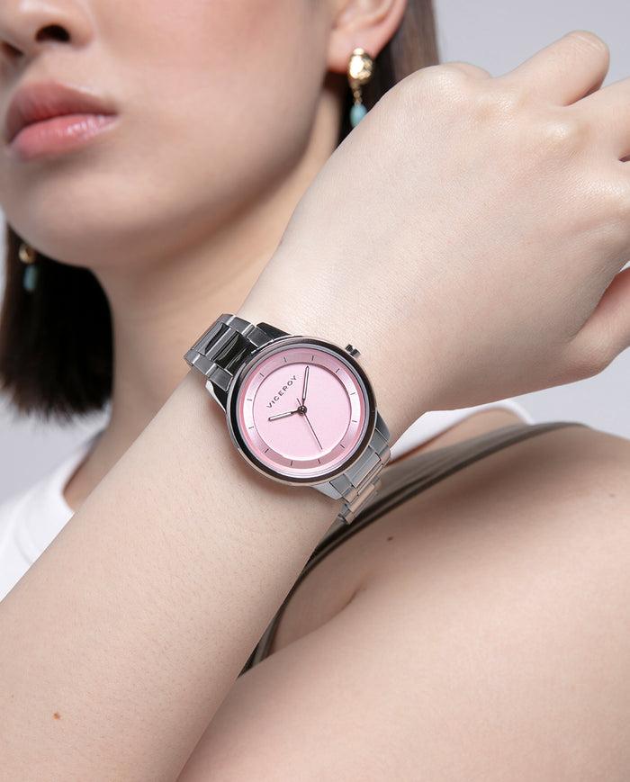Viceroy Reloj Para Mujer En Acero Con Esfera Rosa
