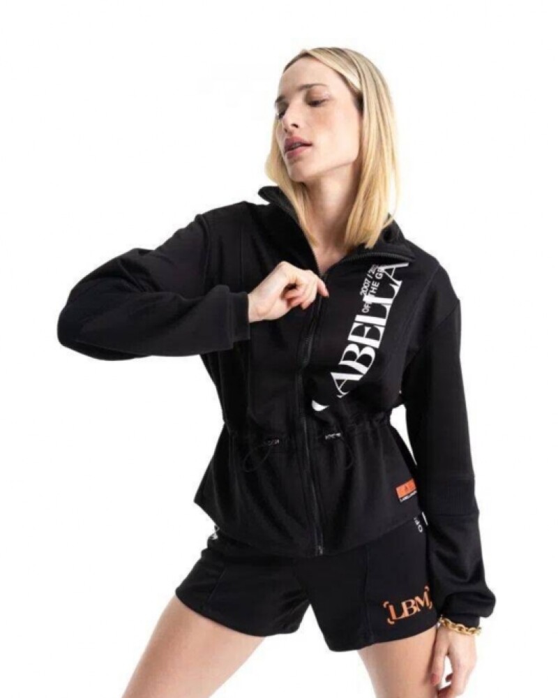 viceversa CHAQUETA NEGRA FUTURA CON ESTAMPA NARANJA