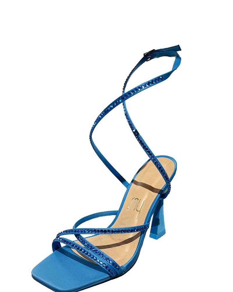 viceversa SANDALIA TACO ALTO FINO CELESTE CON BRILLOS