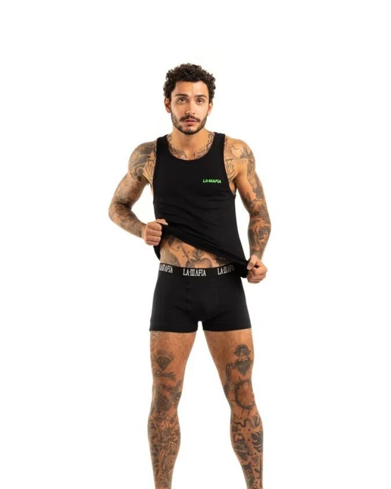 viceversa CONJUNTO MUSCULOSA Y BóXER NEGRO