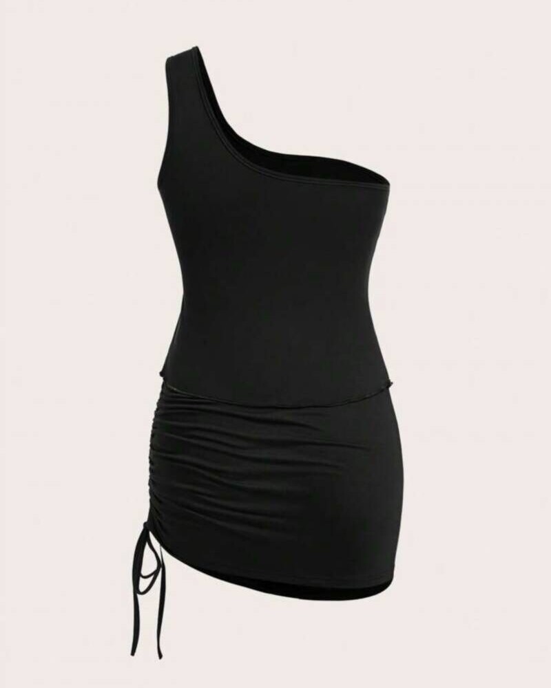 Viceversa CONJUNTO TOP ASIMETRICO Y FALDA NEGRO