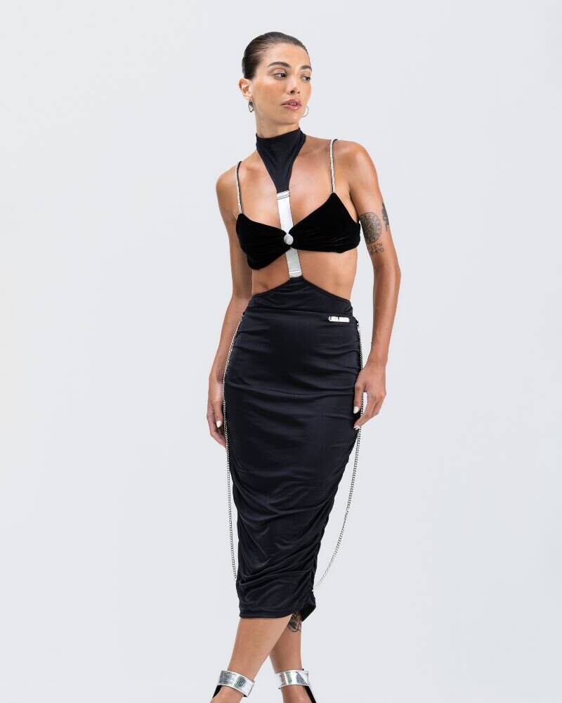 viceversa FALDA NEGRA CON DETALLES PLATEADOS