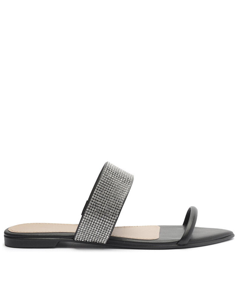 Viceversa SANDALIA CHATA NEGRA CON PEDRERIA