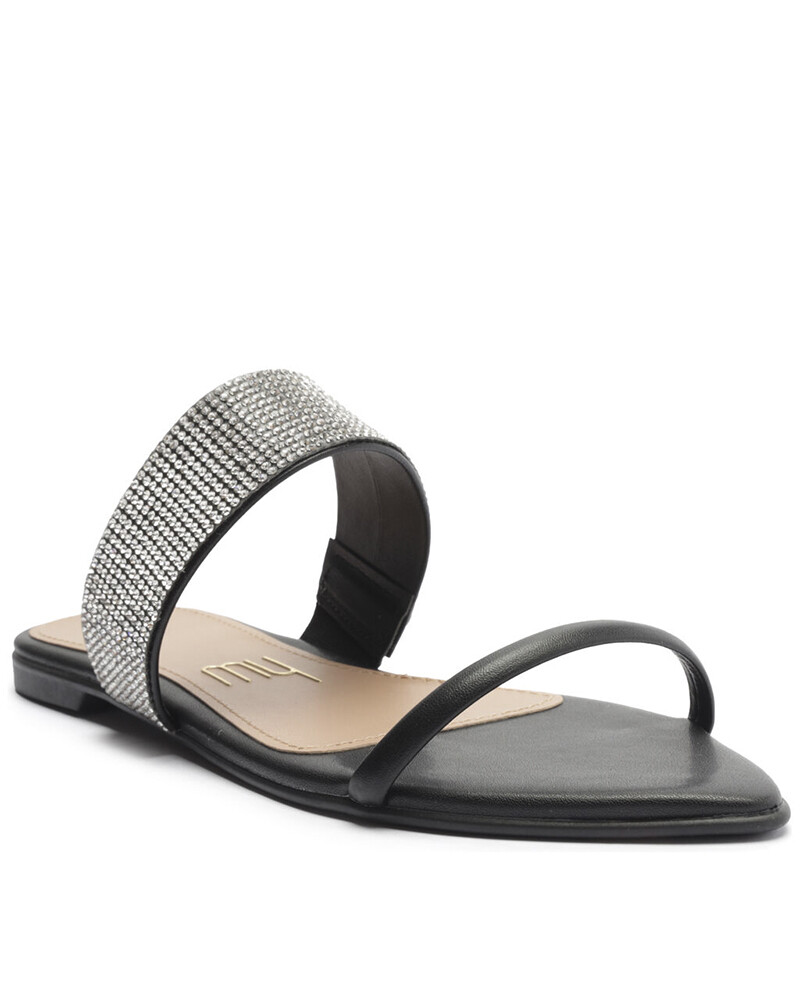 viceversa SANDALIA CHATA NEGRA CON PEDRERIA