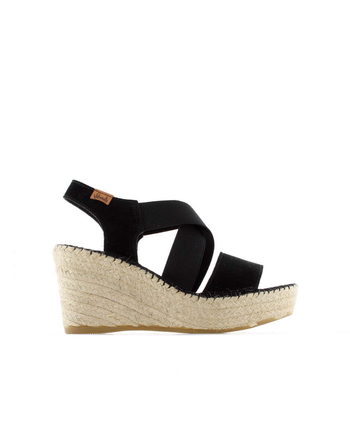 Vidorreta Sandalia Elásticos En Serraje Negro Dominica