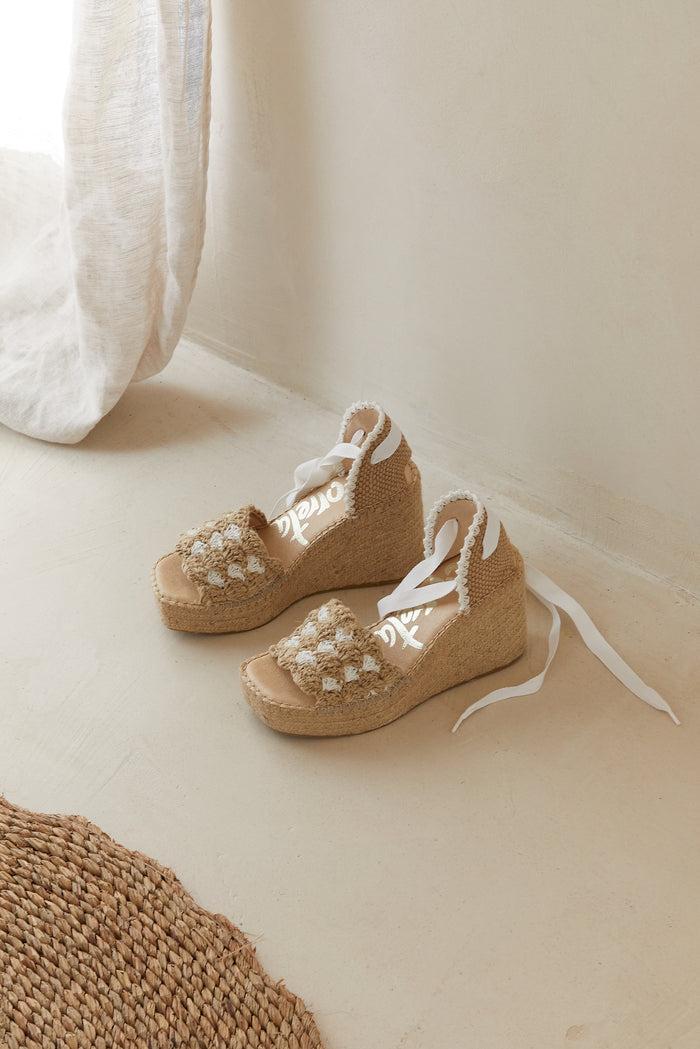 Vidorreta Sandalia Cintas Ganchillo Fluor Blanco