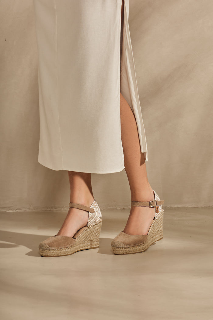 vidorreta Sandalia en serraje arena oscuro Tilo 7