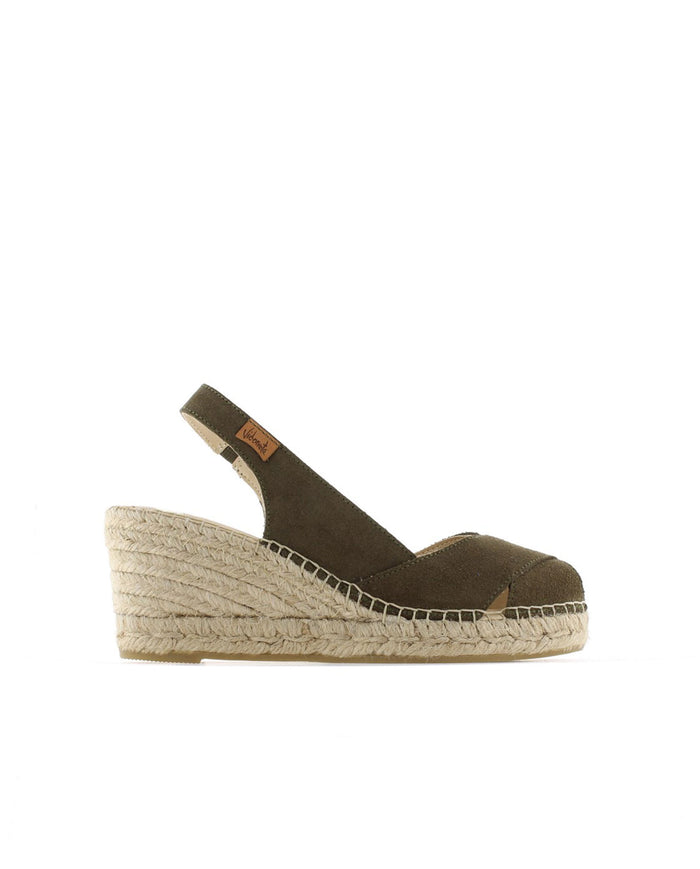 vidorreta Sandalia en serraje kaki Clavel