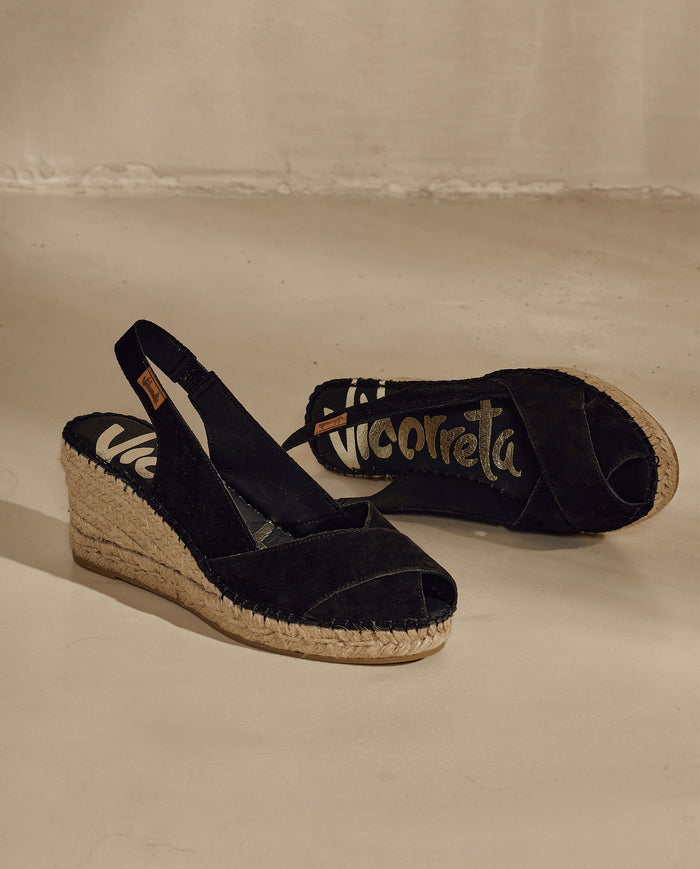 Vidorreta Sandalia En Serraje Negro Clavel