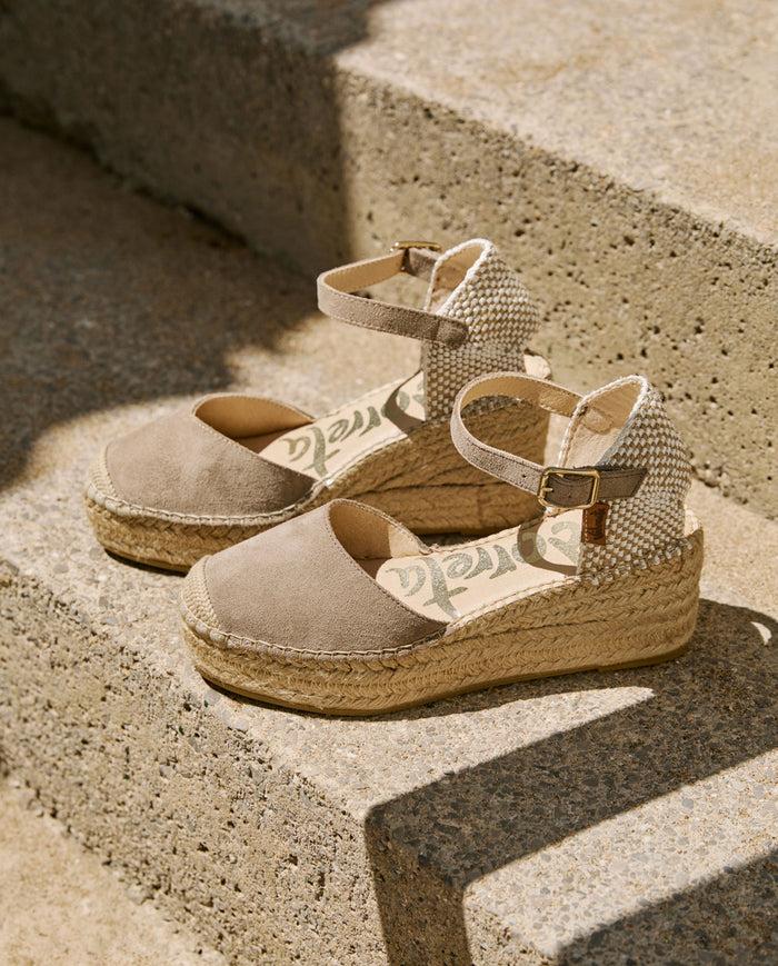 vidorreta Sandalia en serraje taupe Creta
