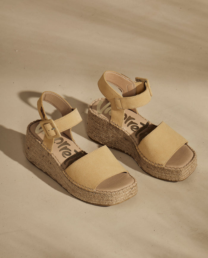 vidorreta Sandalia hebilla en serraje limón Vinci