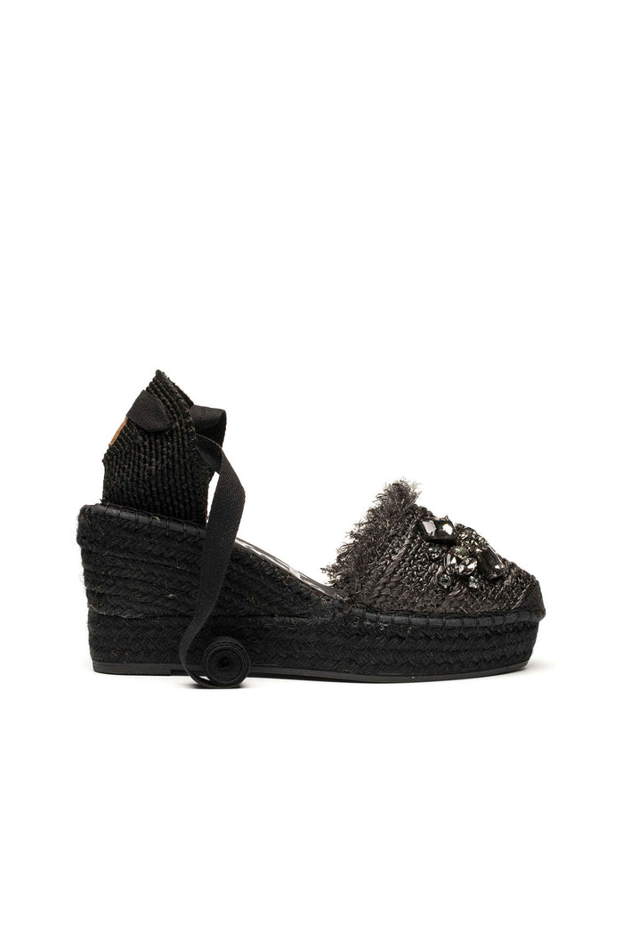vidorreta Sandalia rafia cristal negro Tilo 5