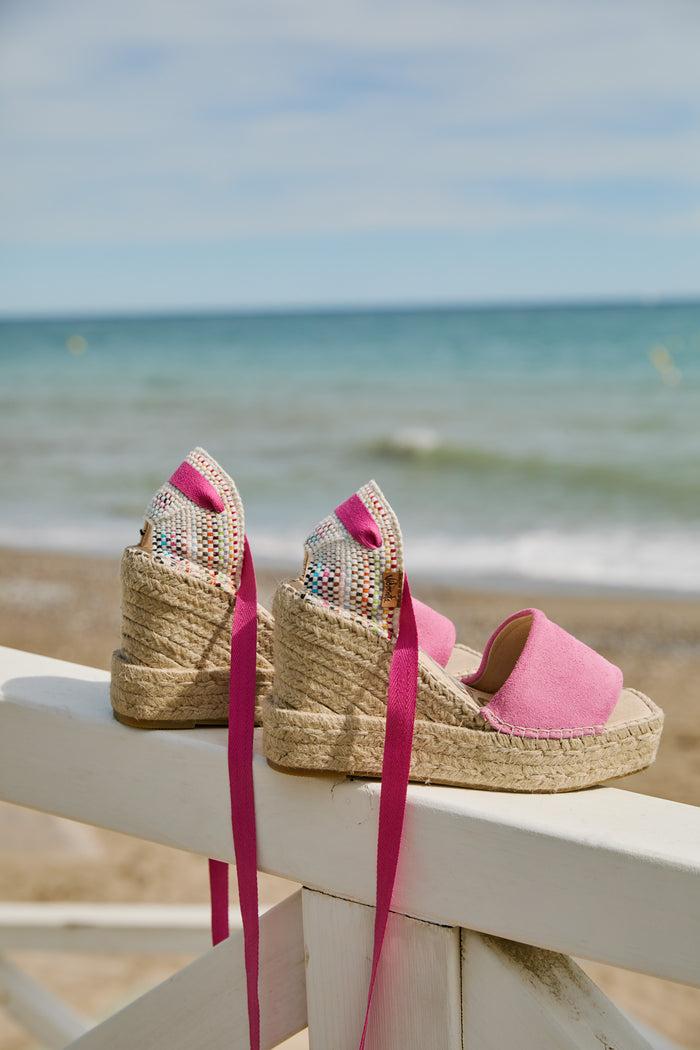 Vidorreta Sandalia Traba Serraje Frambuesa