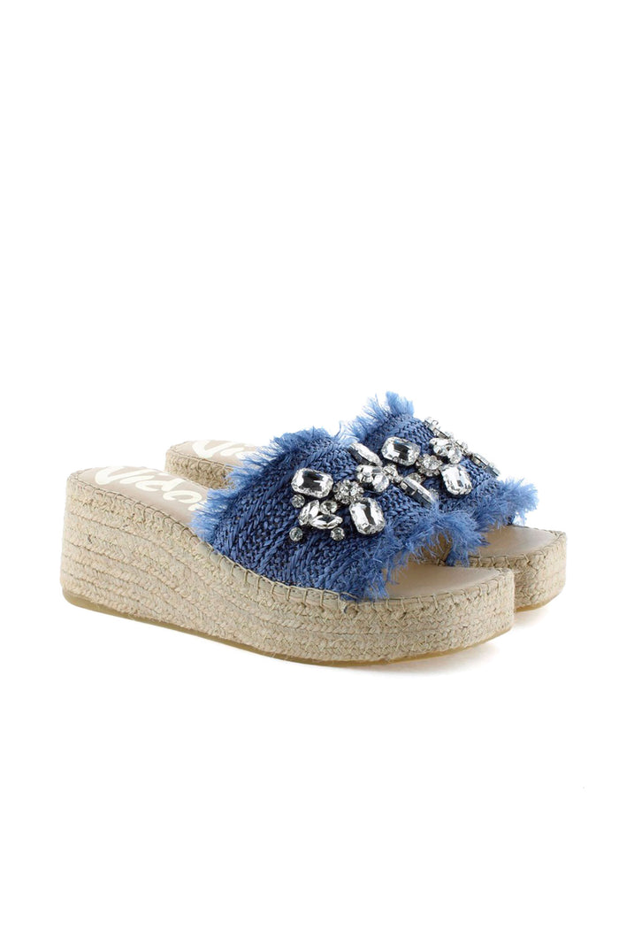 Vidorreta Zueco Rafia Cristal Jeans Vinci