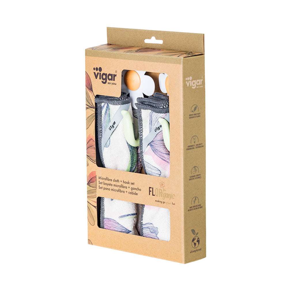 Vigar Florganic Hook With Suction & Microfibre Cloth 2pc